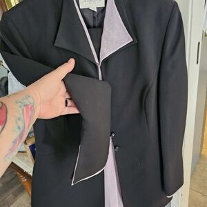 Liz Claiborne Black Blazer Modern Cut Asymmetrical Lapels